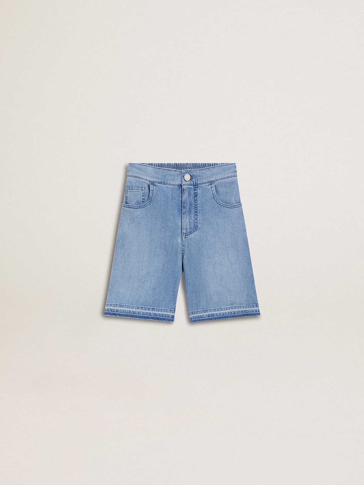 Kids' denim shorts with embroidery on the back