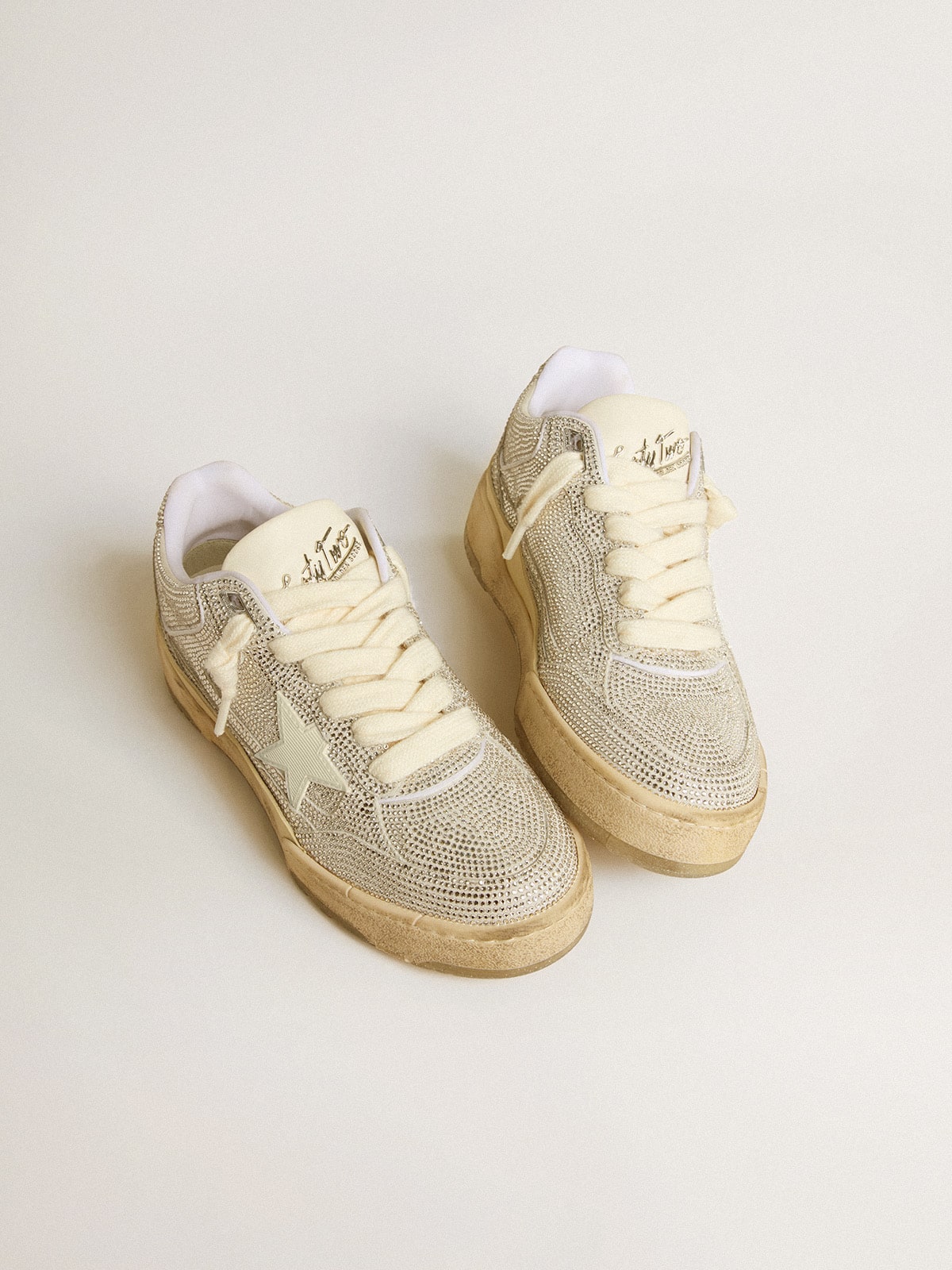 Men's Forty2 in white leather and Swarovski crystals with white star