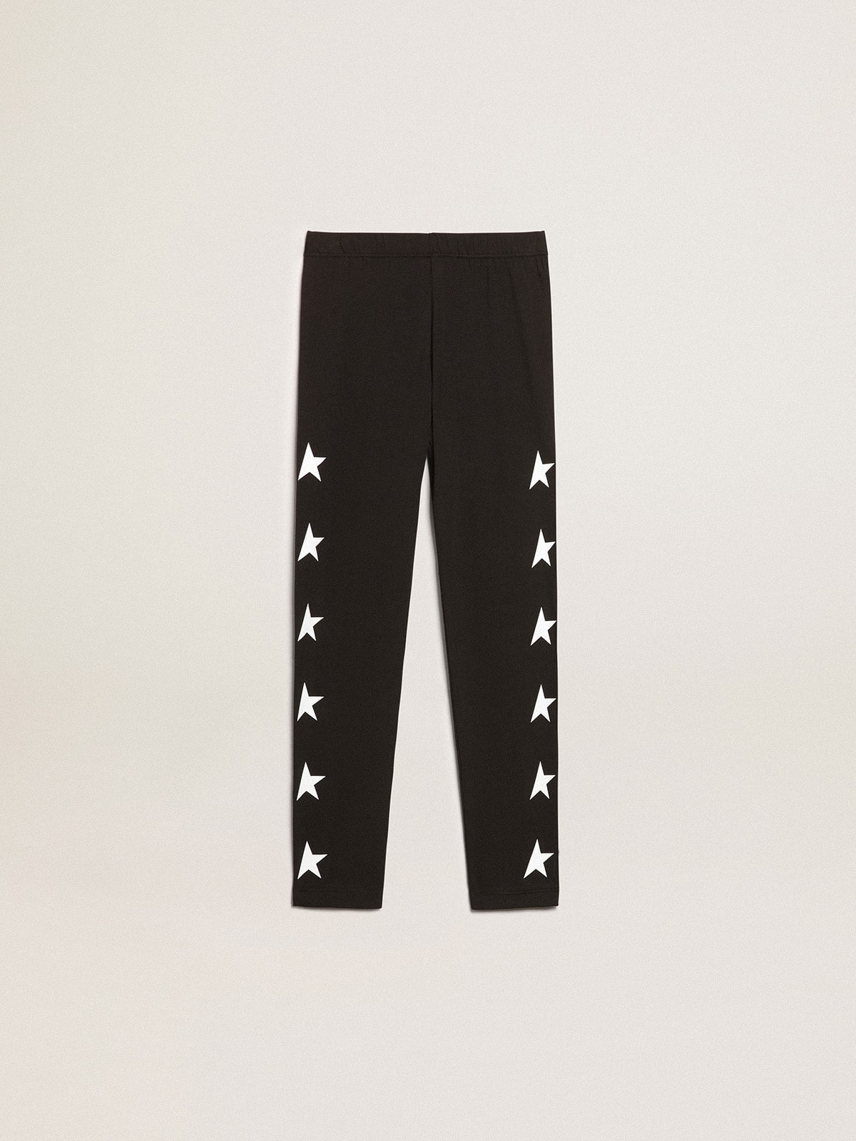 Girls' black leggings with white stars on the sides