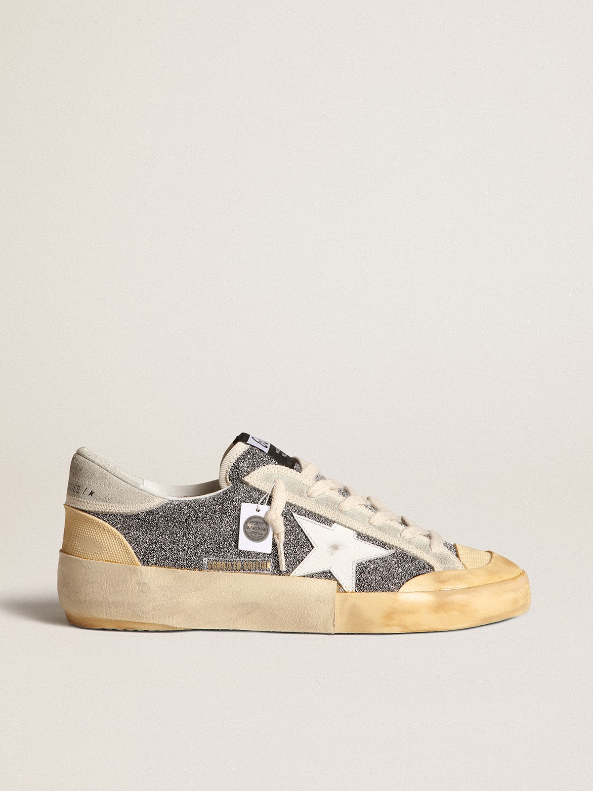 Women's Super-Star LAB with white star and Swarovski glitter upper