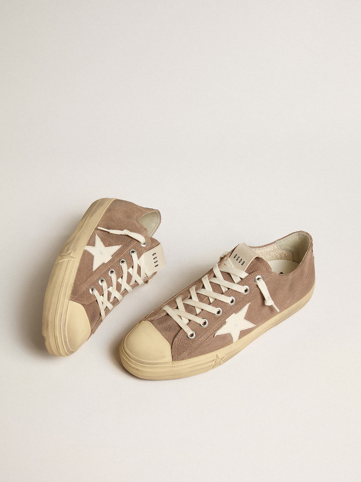Men's V-Star in dove-gray suede with white nappa leather star