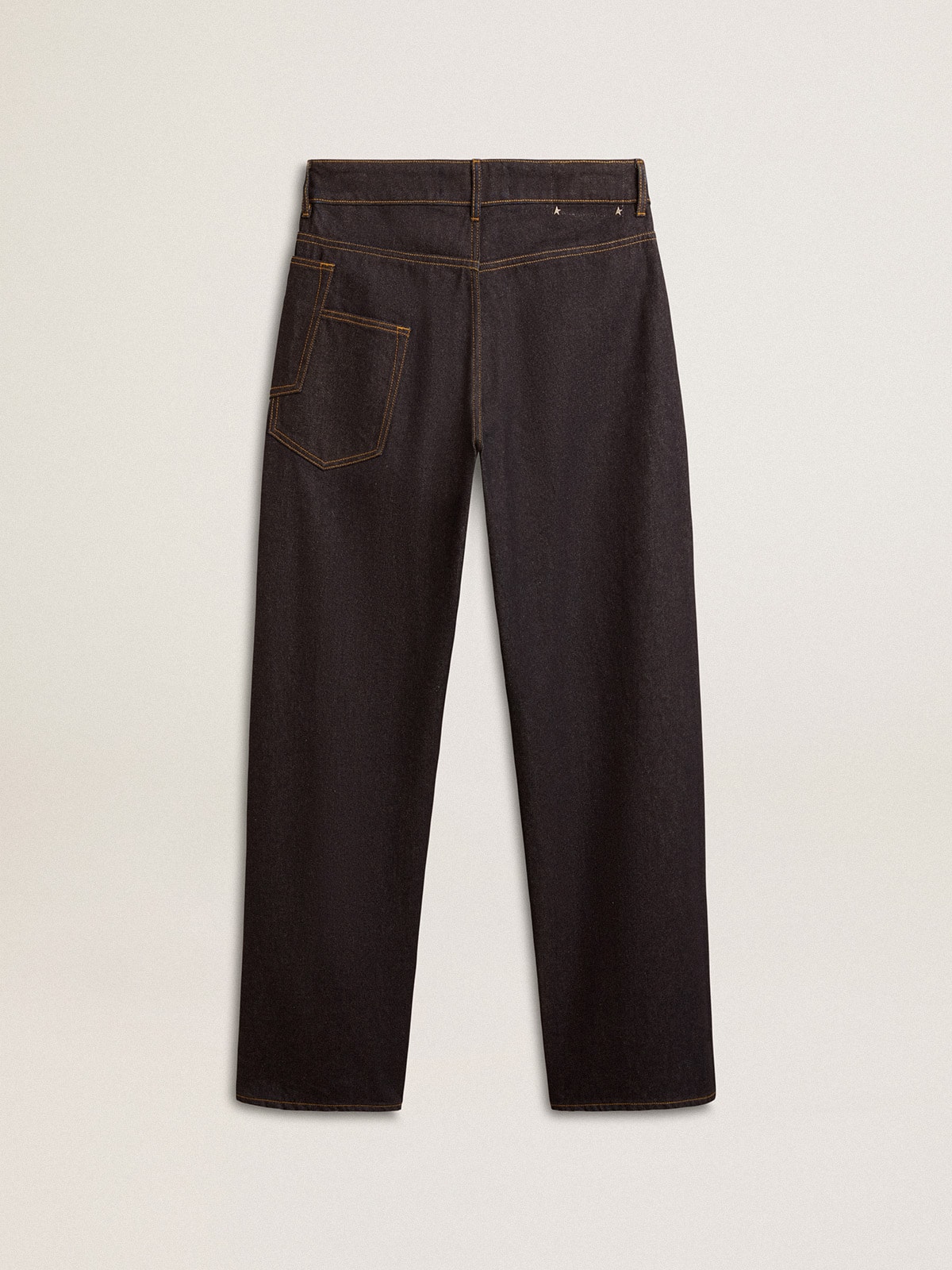 Men's dark blue wide-leg jeans in one-wash denim