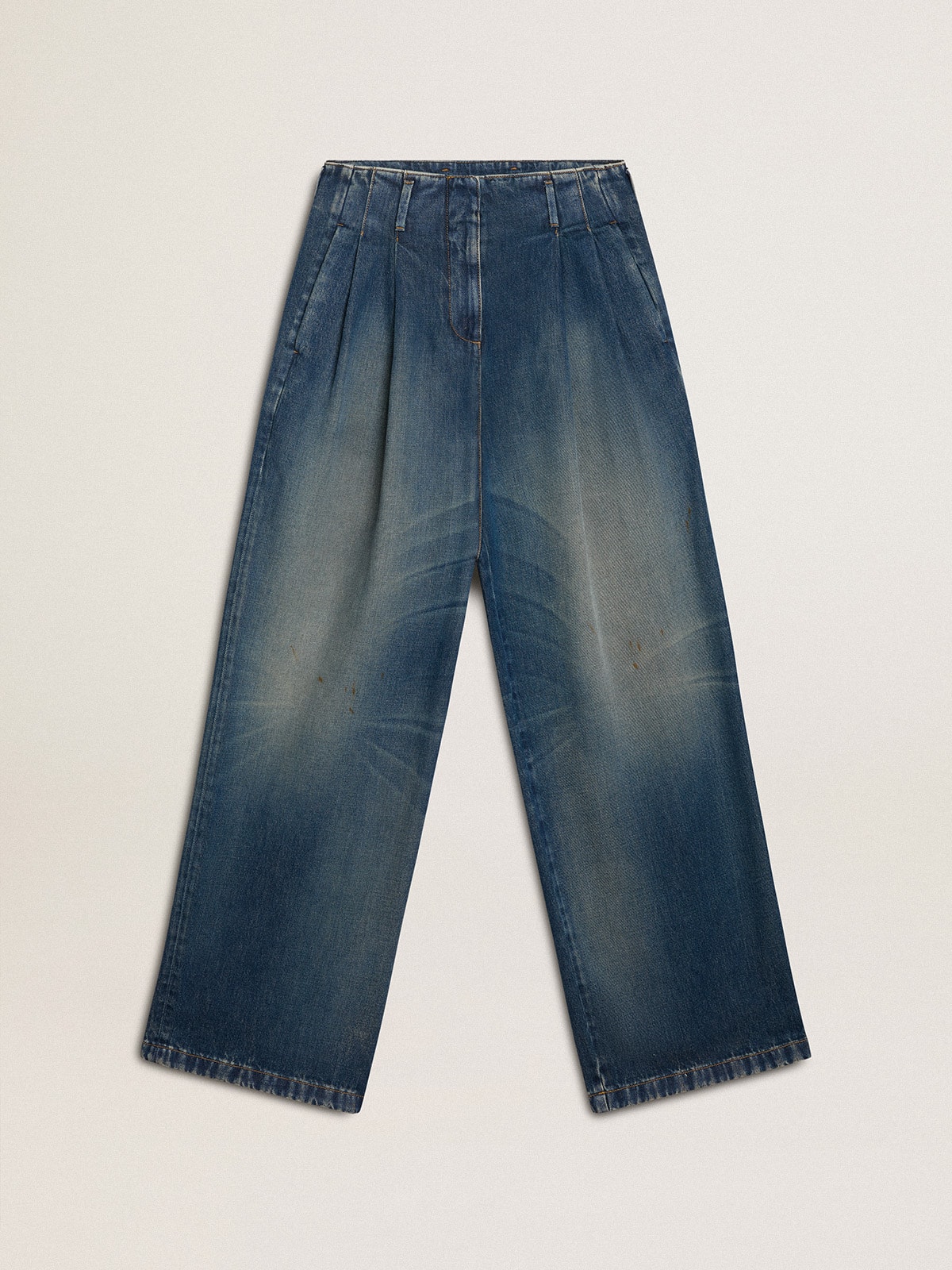 Women's wide-leg medium wash CNY jeans