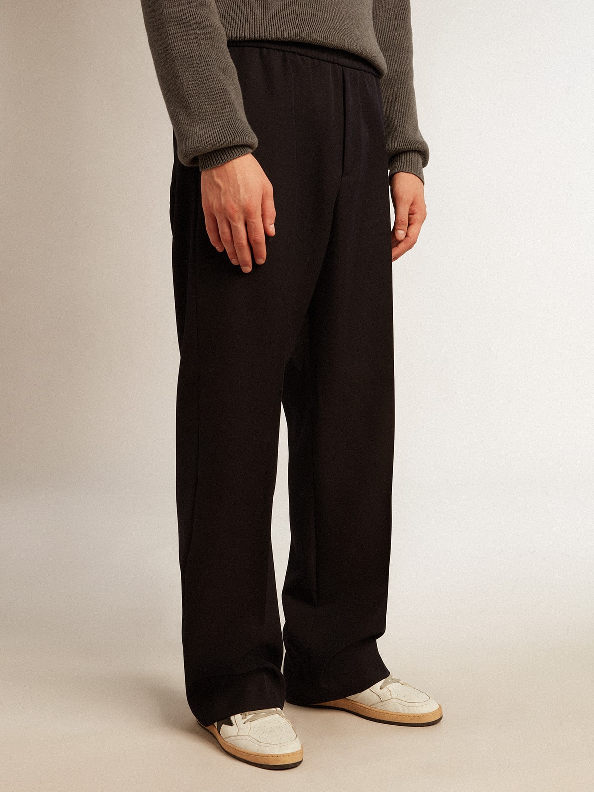 Men's joggers in dark blue wool