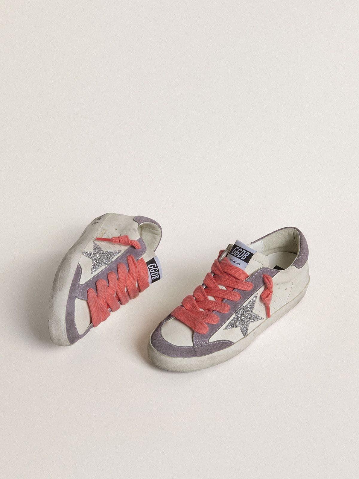 Super-Star with silver glitter star and lilac suede heel tab