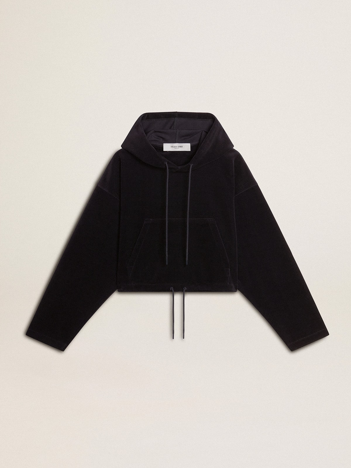 Women's black chenille sweatshirt with embroidery on the back