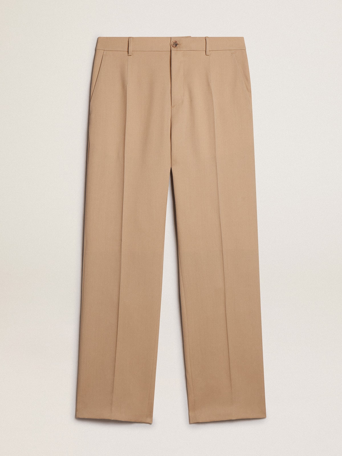 Men's wool gabardine pants in sand