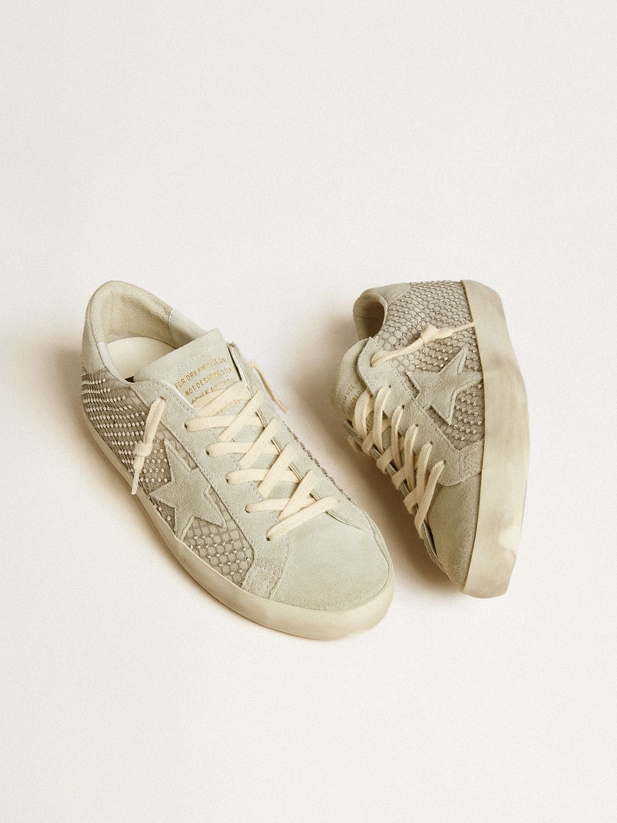 Women's Super-Star with gray suede star and Swarovski crystal mesh