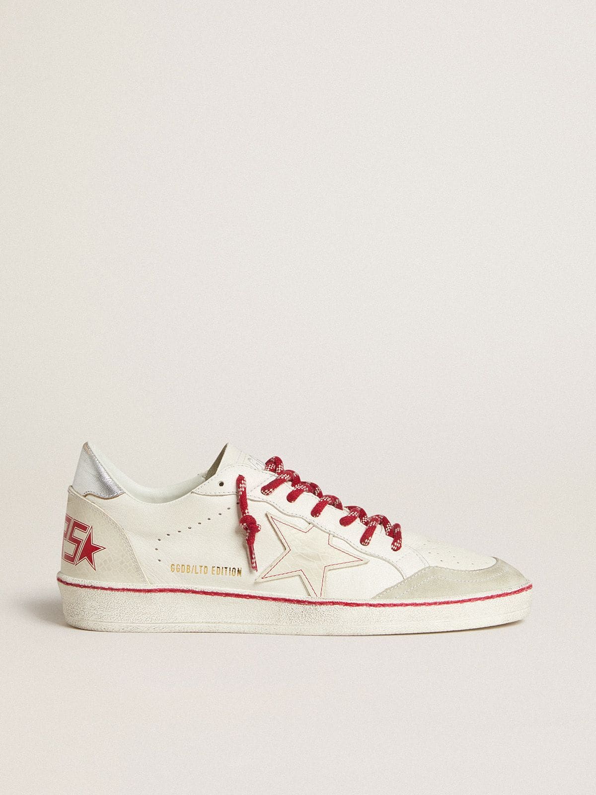 Women's Ball Star LTD CNY in white leather with a lived-in effect