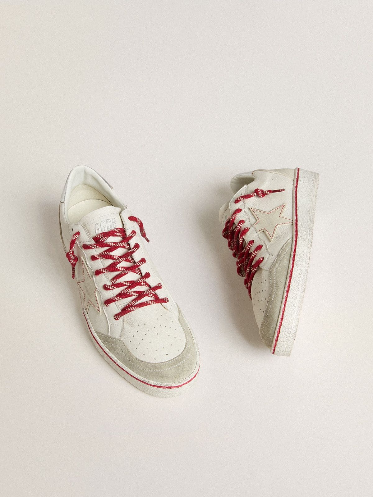 Women's Ball Star LTD CNY in white leather with a lived-in effect