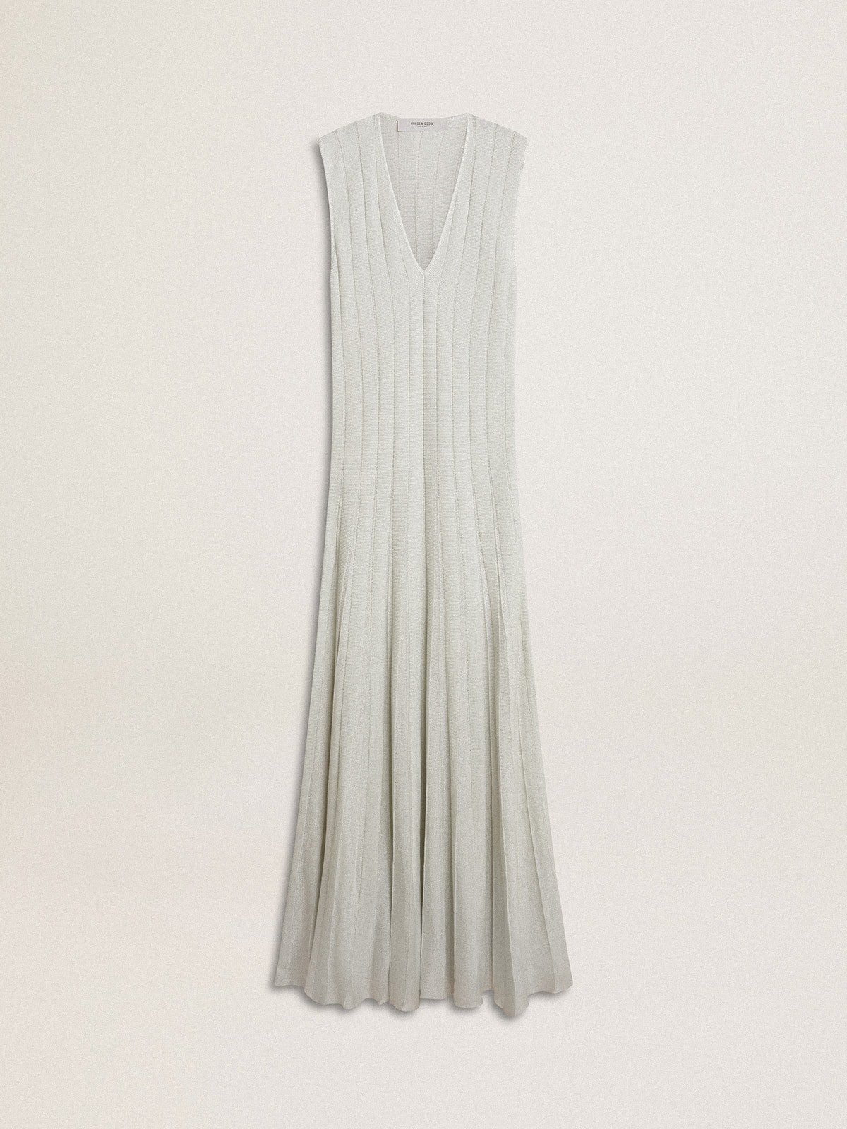 Women's baby blue dress with vertical striped pattern