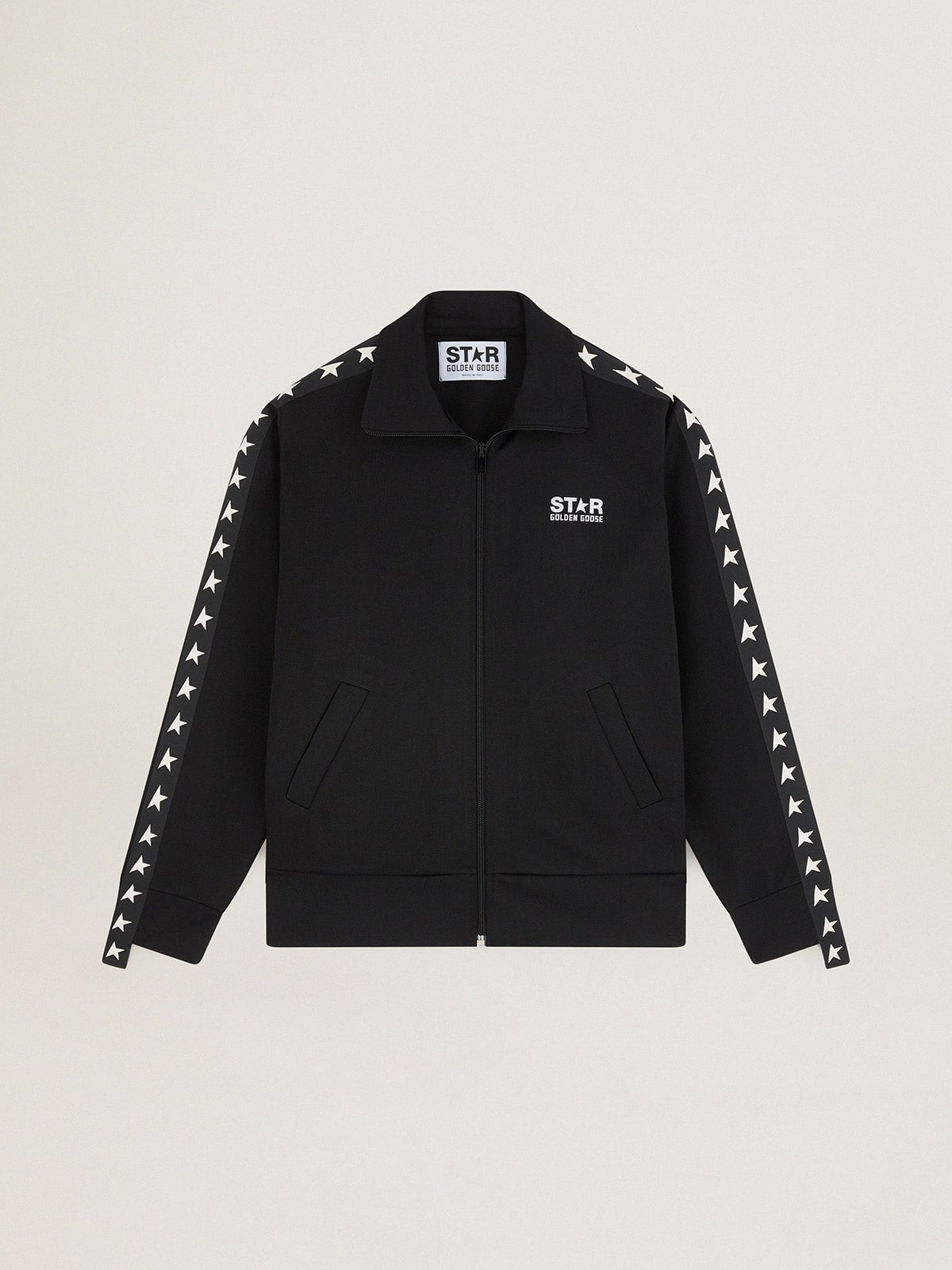 Women's black zipped sweatshirt with white stars
