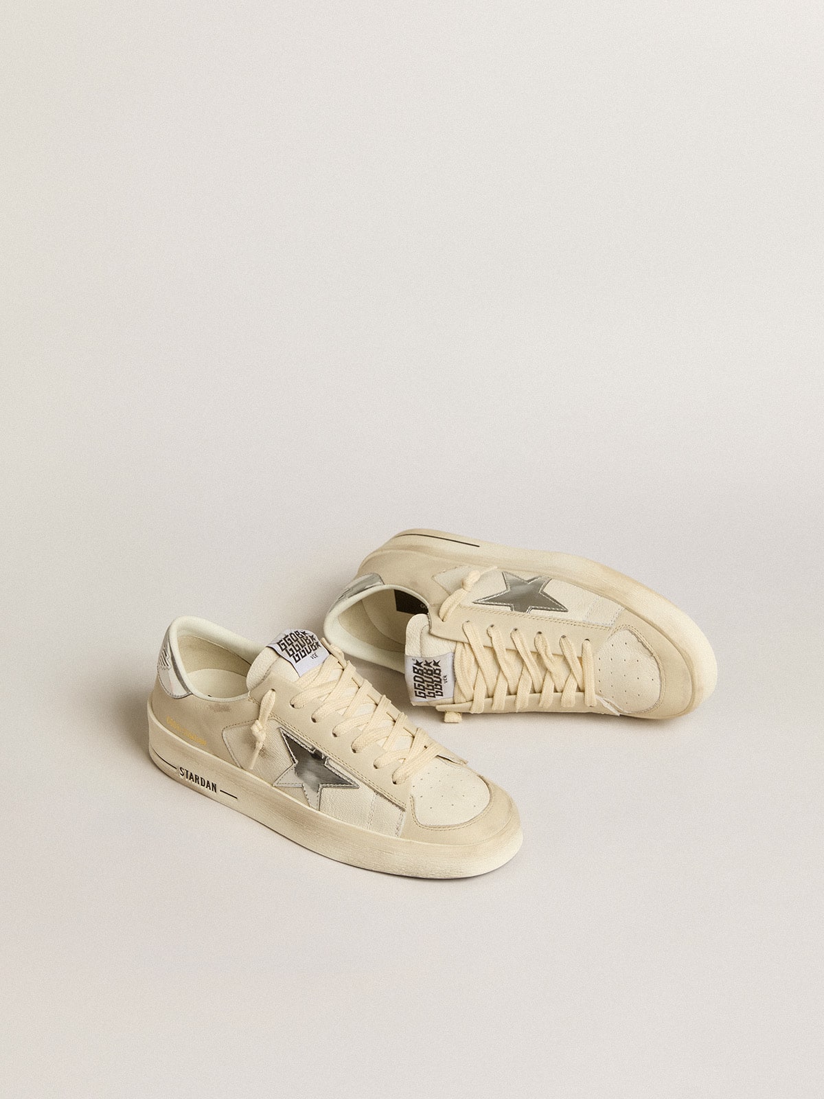 Stardan in nappa with silver mirror-effect star and heel tab
