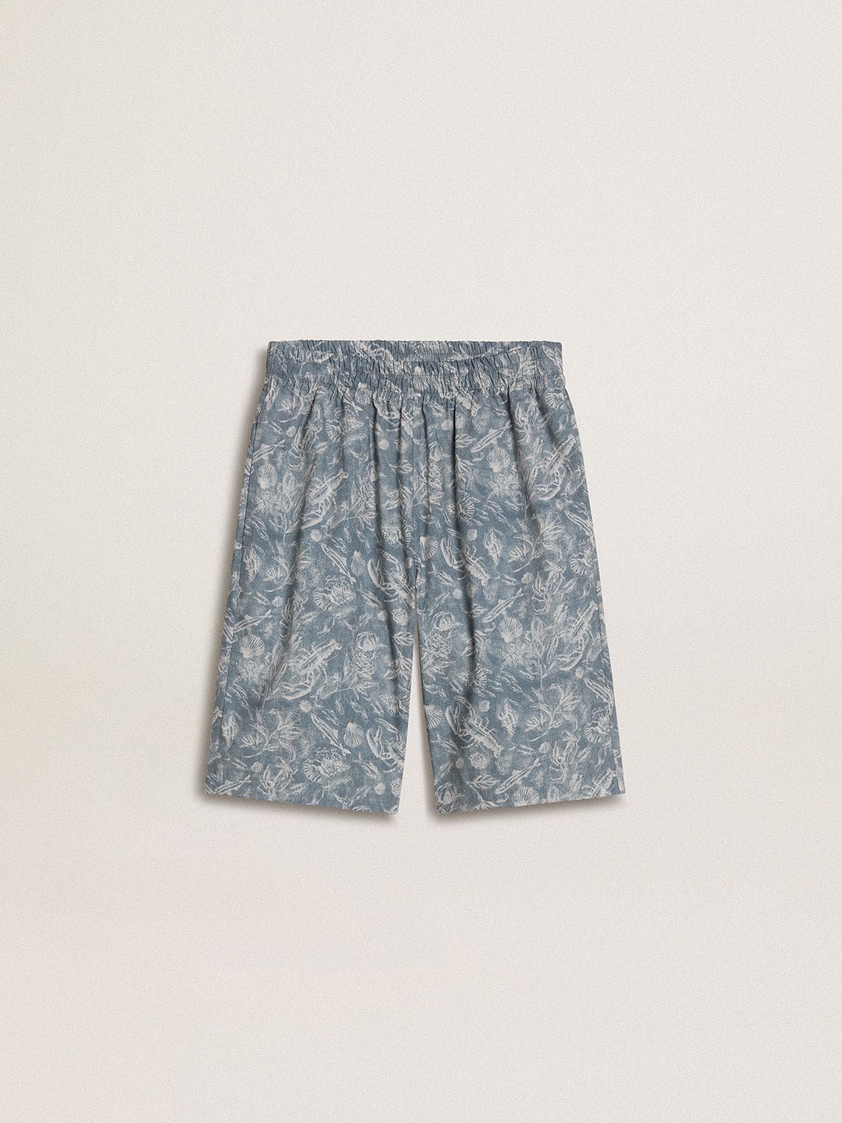 Boys' blue shorts with white print