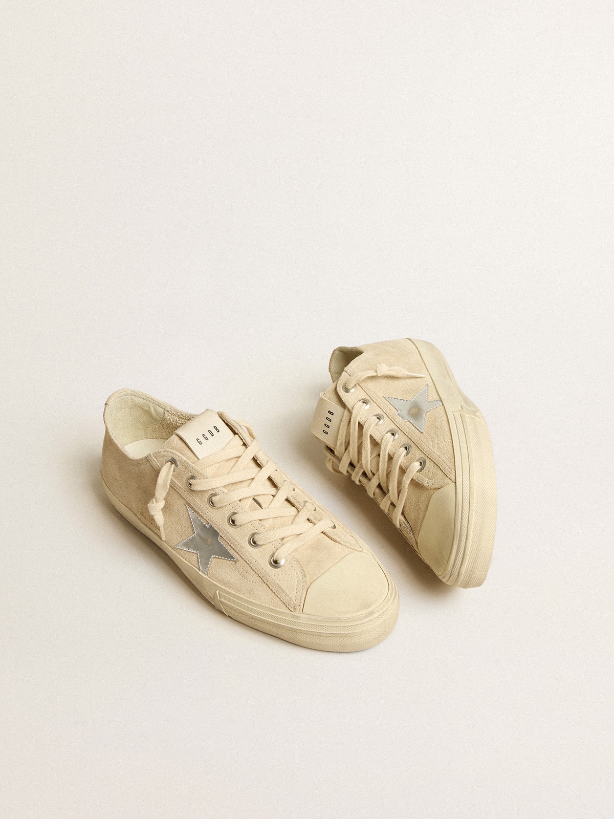 Men's V-Star in pearl suede with silver metallic leather star