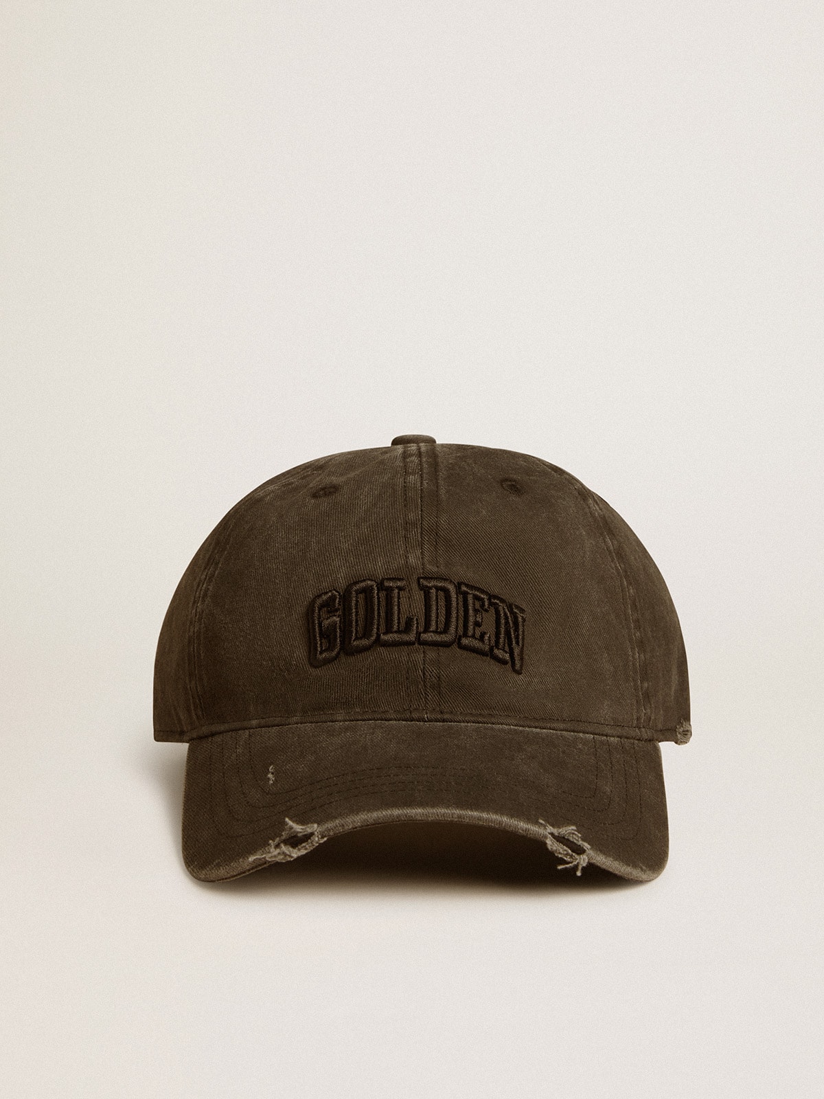 Gray distressed baseball cap with embroidery