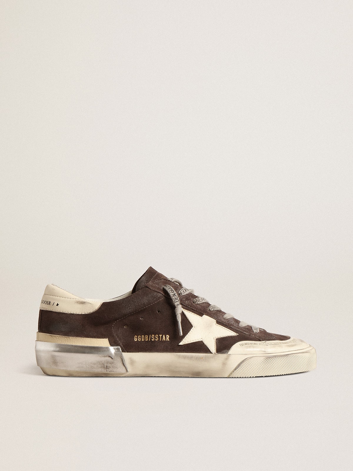 Men's Super-Star in gray suede with ecru nappa star and heel tab