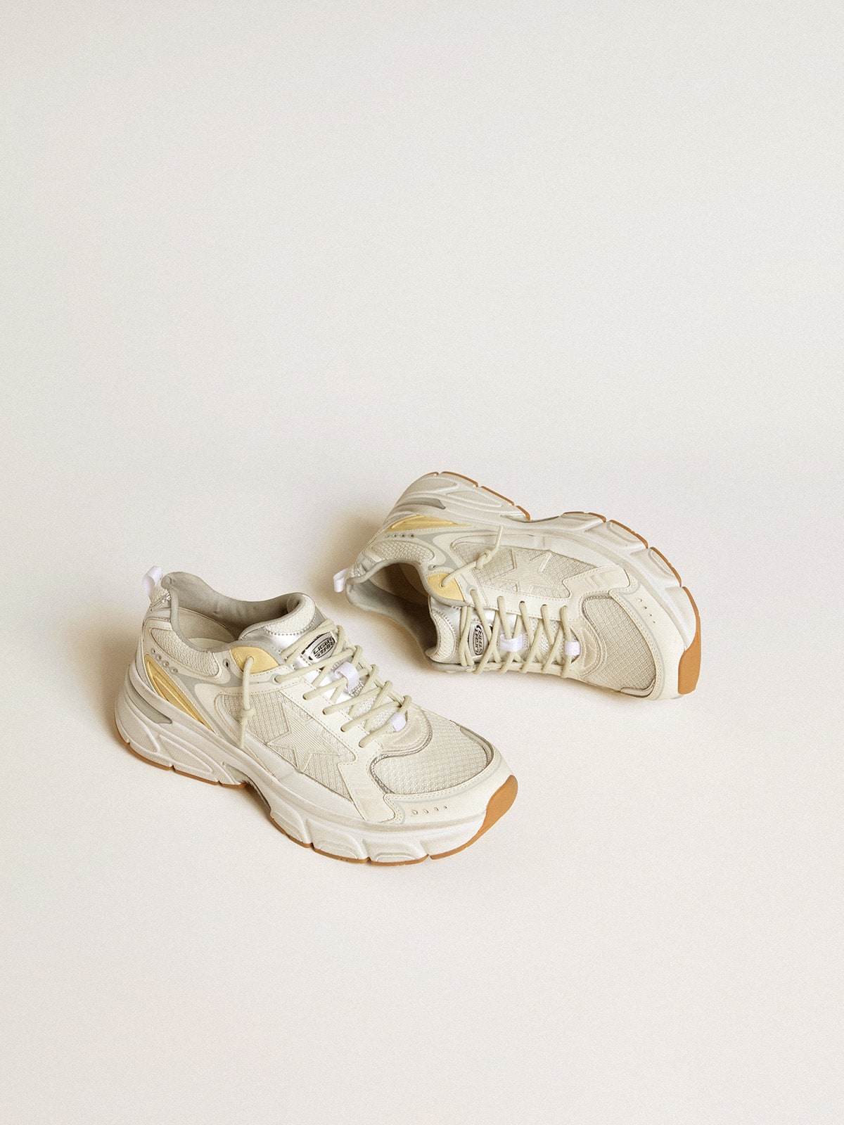 Women's Lightstar in white leather and mesh with worn-white star