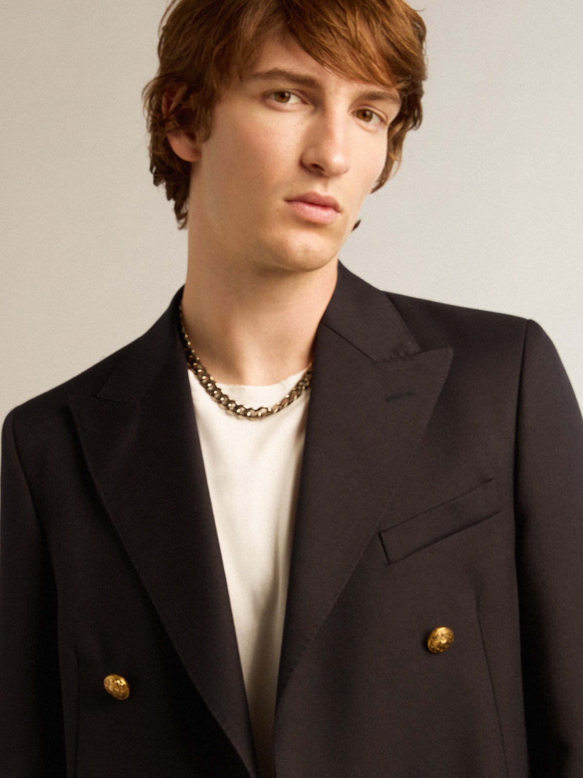 Men's double-breasted blazer in dark blue