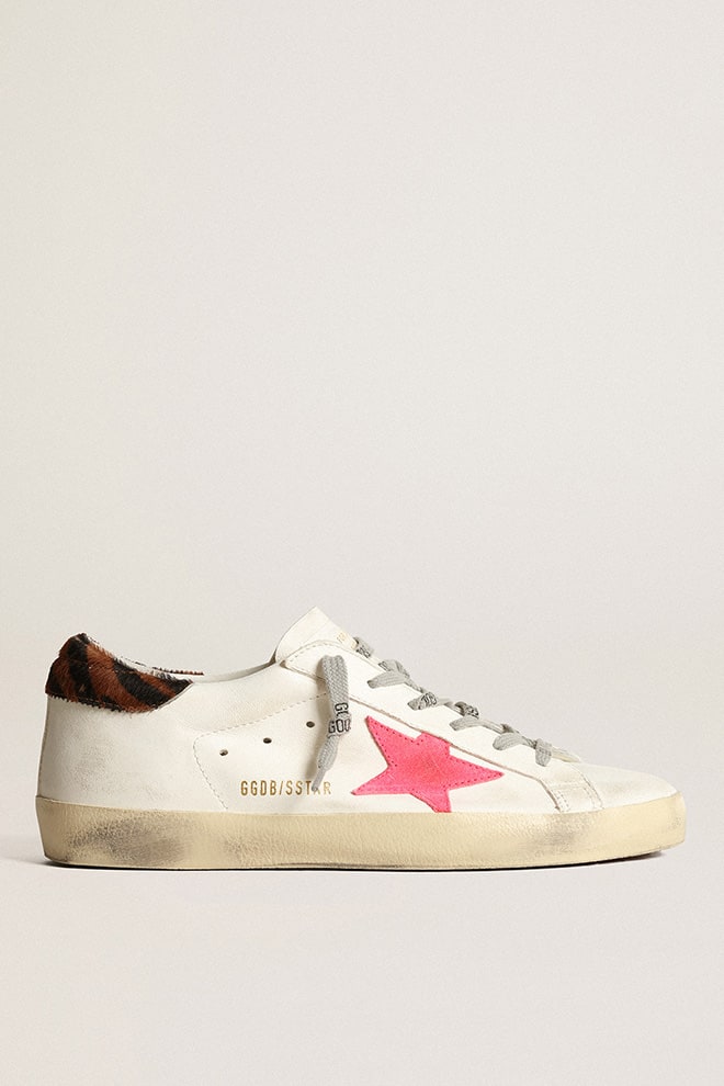 Women's Super-Star with pink suede star and pony skin heel tab