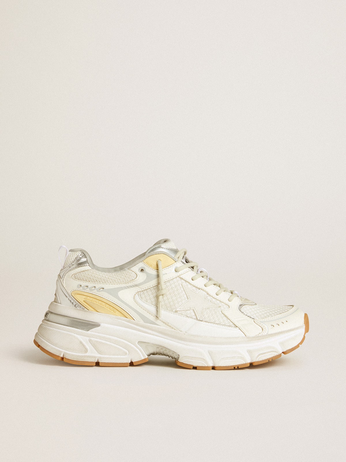 Men's Lightstar in white leather and mesh with worn-white star