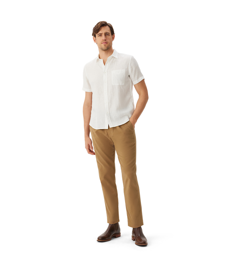 Regular linen short sleeve shirt