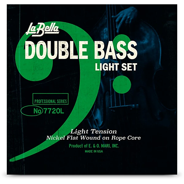 Double Bass Nickel Flat Wound on Rope Core String Set Light