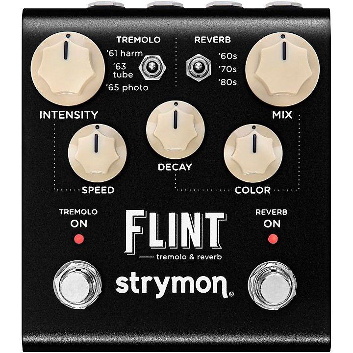 Flint V2 Tremolo Reverb Effects Pedal Black