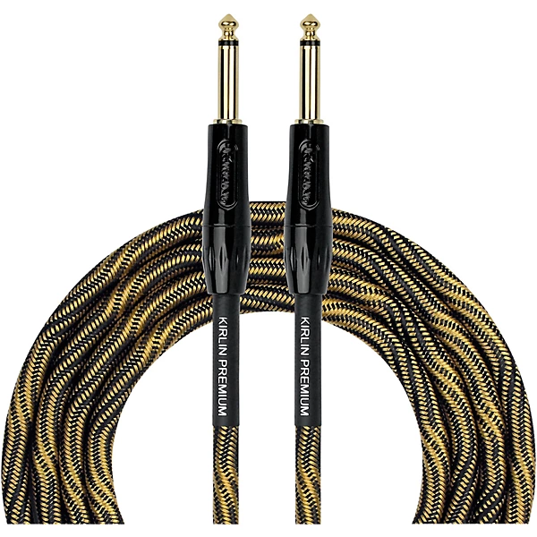 IWB Black Gold Woven Instrument Cable 1 4 Straight 20 ft