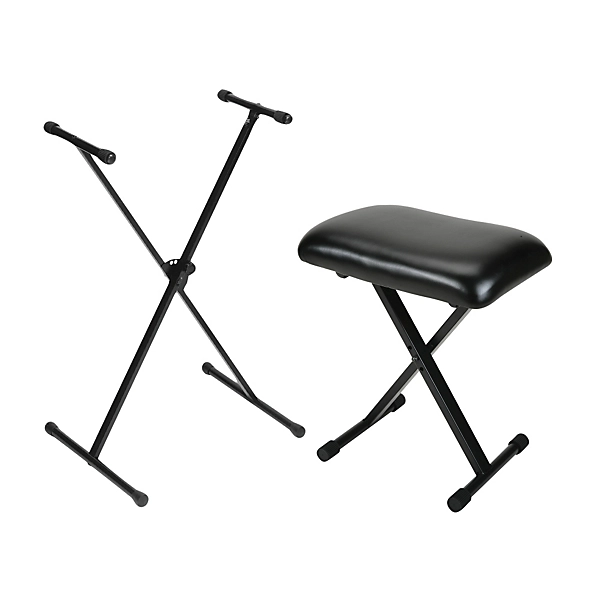Padded Keyboard Bench With Single Braced Stand Combo