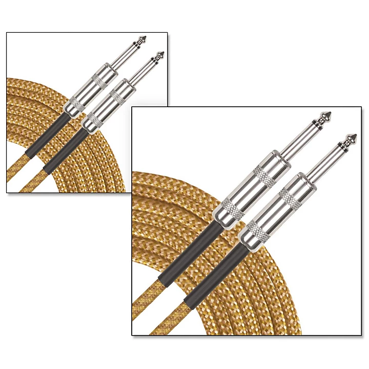 Standard Instrument Cable Tweed 20 ft Gold 2 Pack