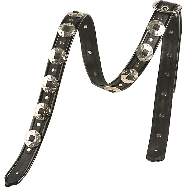 M Star Concho Guitar Strap Black Black Binding
