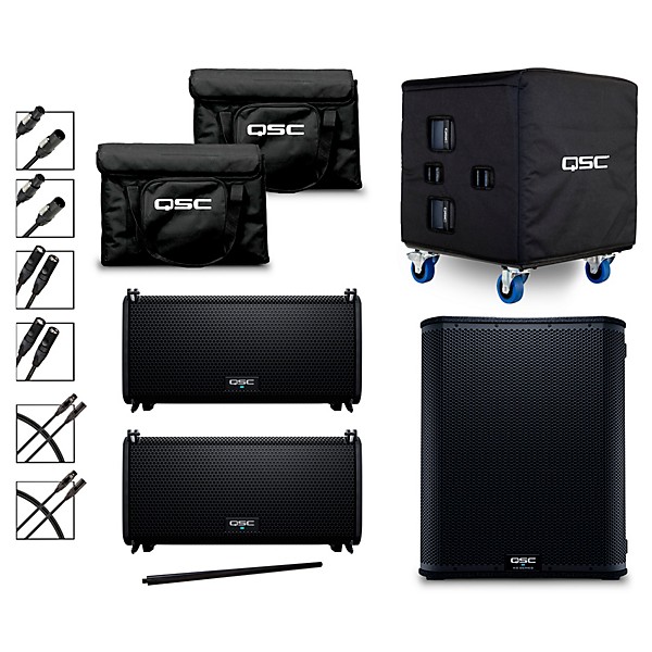 2 LA108 Pole Mounted Active Line Array Speaker Package With KS118 Subwoofer