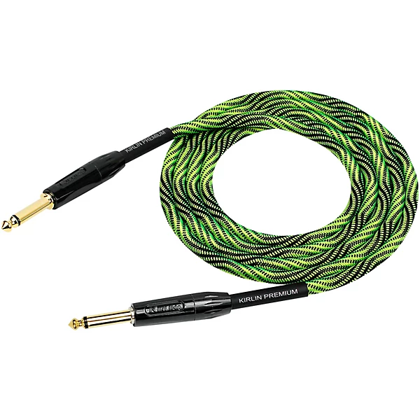 IWB Black Green Woven Instrument Cable 1 4 Straight 10 ft