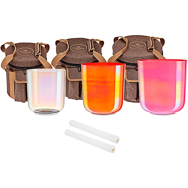 MEINL Sonic Energy 3 Piece Essence Crystal Singing Bowl Set, E4/C4/G3, 440 Hz