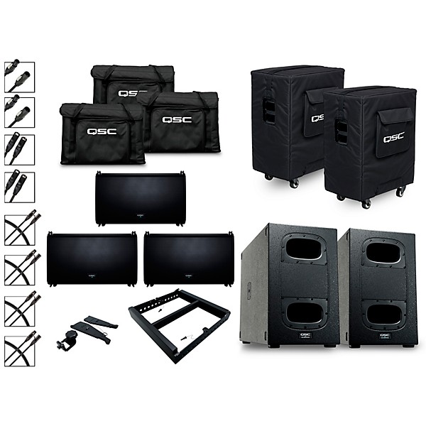 3 LA112 Ground Stack Active Line Array Speaker Package With 2 KS212C Subwoofers