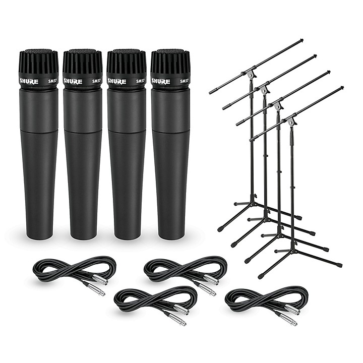 SM57 Mic Four Pack with Cables Stands