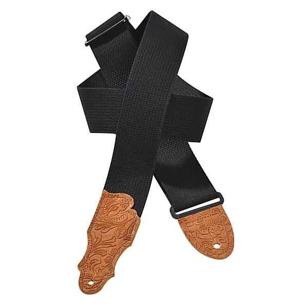 2 Cotton Strap with Embossed Suede Black