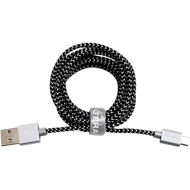 USB 20 A to Micro B Braided Cable 6 ft Black and White