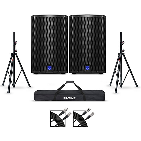 iQ10 10 Powered Speaker Pair With Stands and Cables