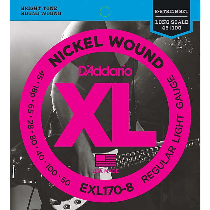 EXL170 8 Nickel Wound Electric Bass 8 String Soft Long