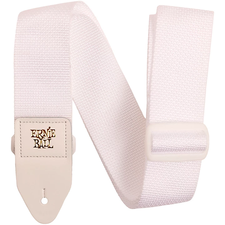 Polypro White Leather Guitar Strap White