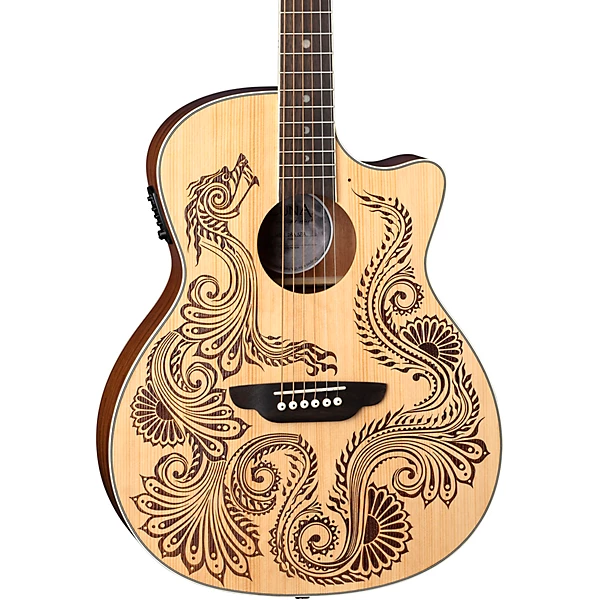 Henna Dragon Select Spruce Acoustic Electric Guitar Satin Natural