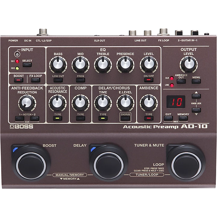 AD 10 Acoustic Guitar Multi Effects Pedal Brown