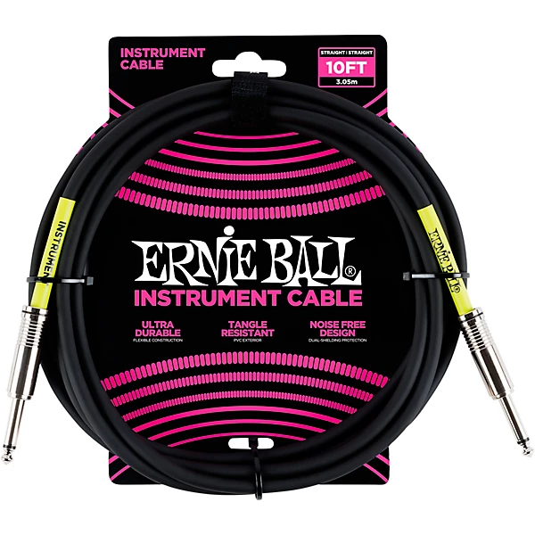 Straight Instrument Cable Black 10 ft