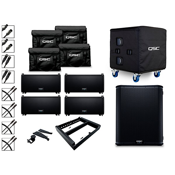 4 LA108 Ground Stack Active Line Array Speaker Package With KS118 Subwoofer