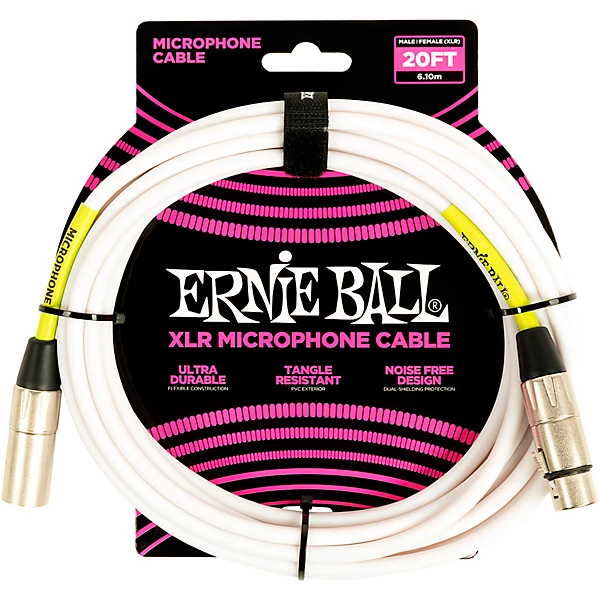 XLR Microphone Cable 20 ft White