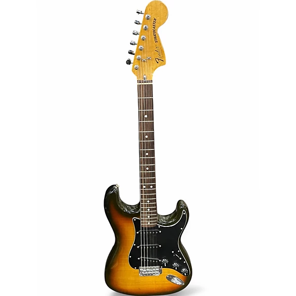 Vintage 1980s Fender Stratocaster 3 Color Sunburst Solid Body Electric Guitar
