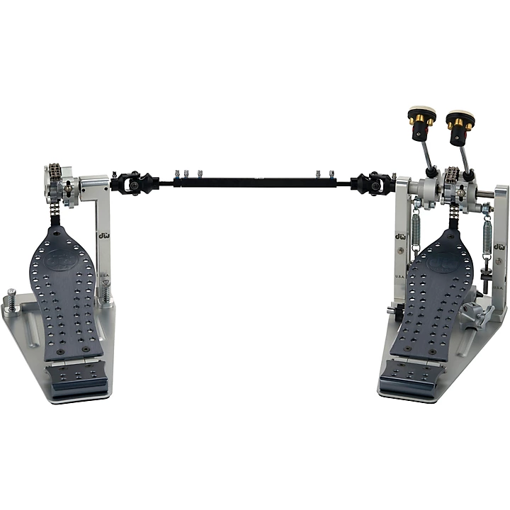 Colorboard Machined Chain Drive Double Bass Drum Pedal with Gray Footboard