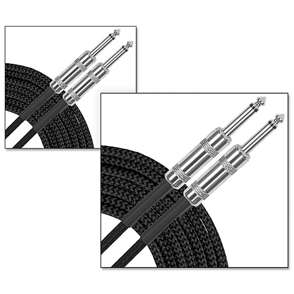 Standard Instrument Cable Braid 20 ft Black 2 Pack